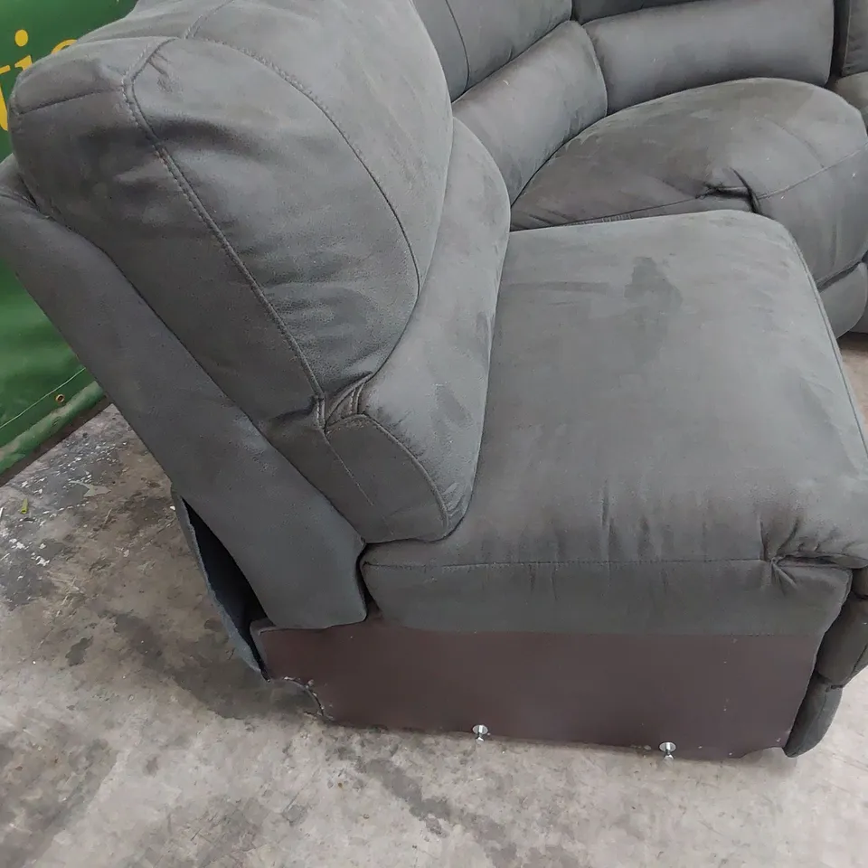 DESIGNER POWER RECLINING CORNER GROUP DARK GREY MACAU FABRIC 