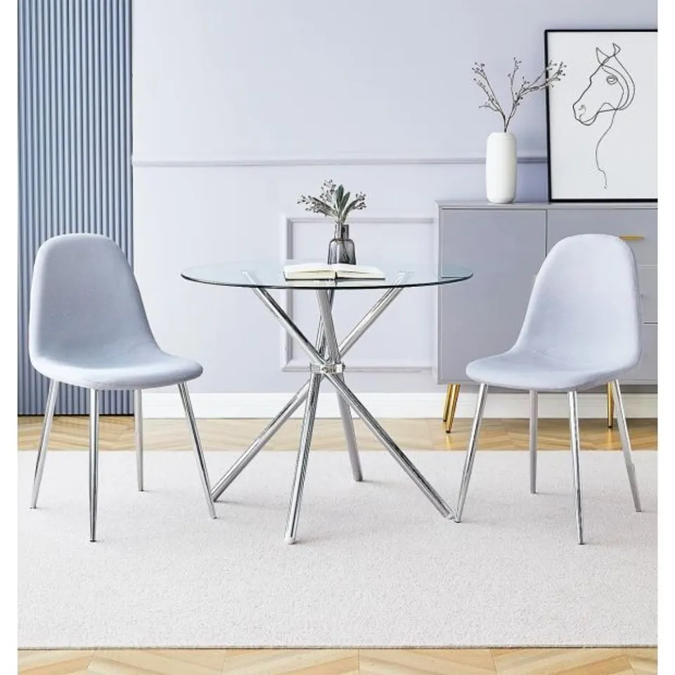 BOXED SET OF 2 CULLOMPTON DINING CHAIRS - SILVER GREY 