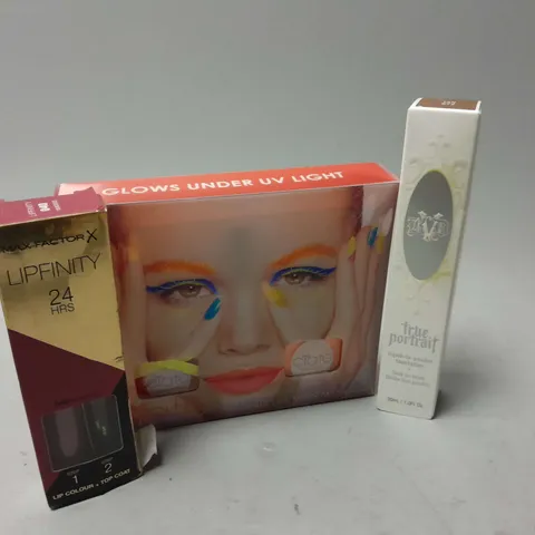 APPROXIMATELY 20 ASSORTED COSMETICS PRODUCTS TO INCLUDE TRUE PORTRAIT LIQUID TO POWDER FOUNDATION (30ml), CIATE CORRUPTED NEON MANICURE, MAX FACTOR LIPFINITY, ETC