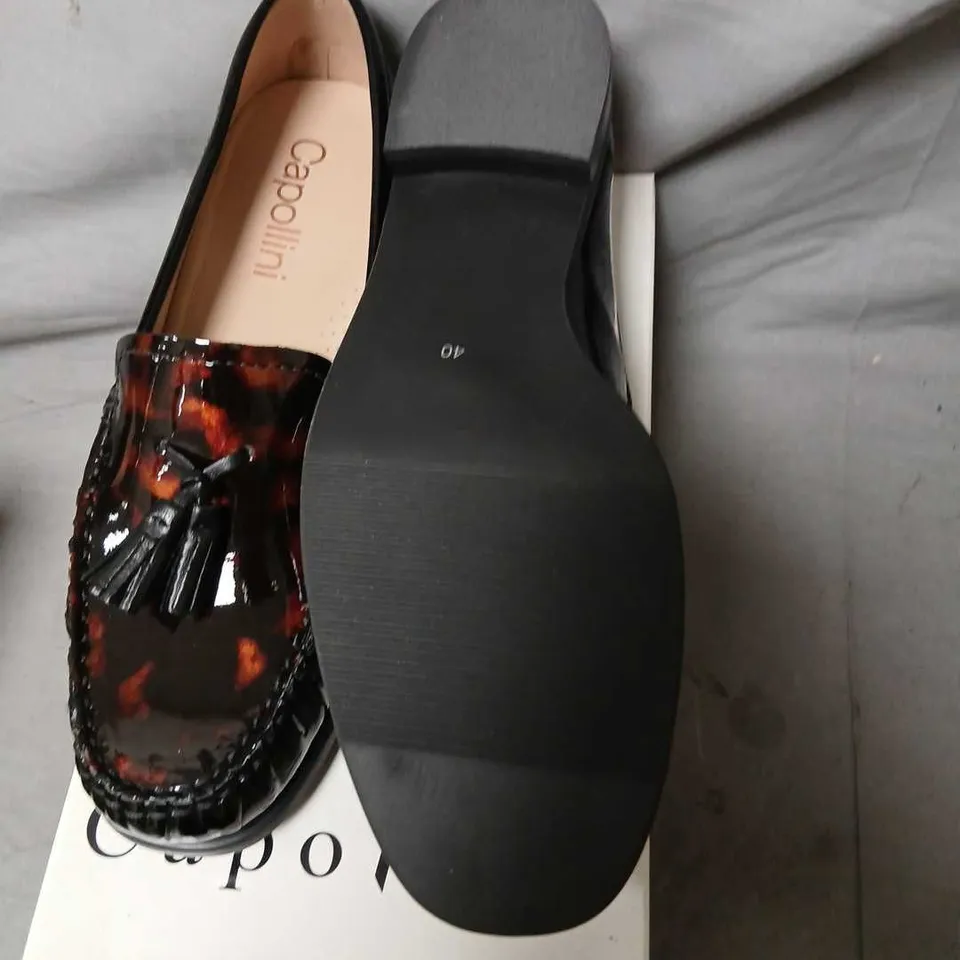CAPOLLINI KENDRA G597 BLACK/ANIMAL TASSELLED LOAFERS – WOMEN'S UK 7 (EU 40)