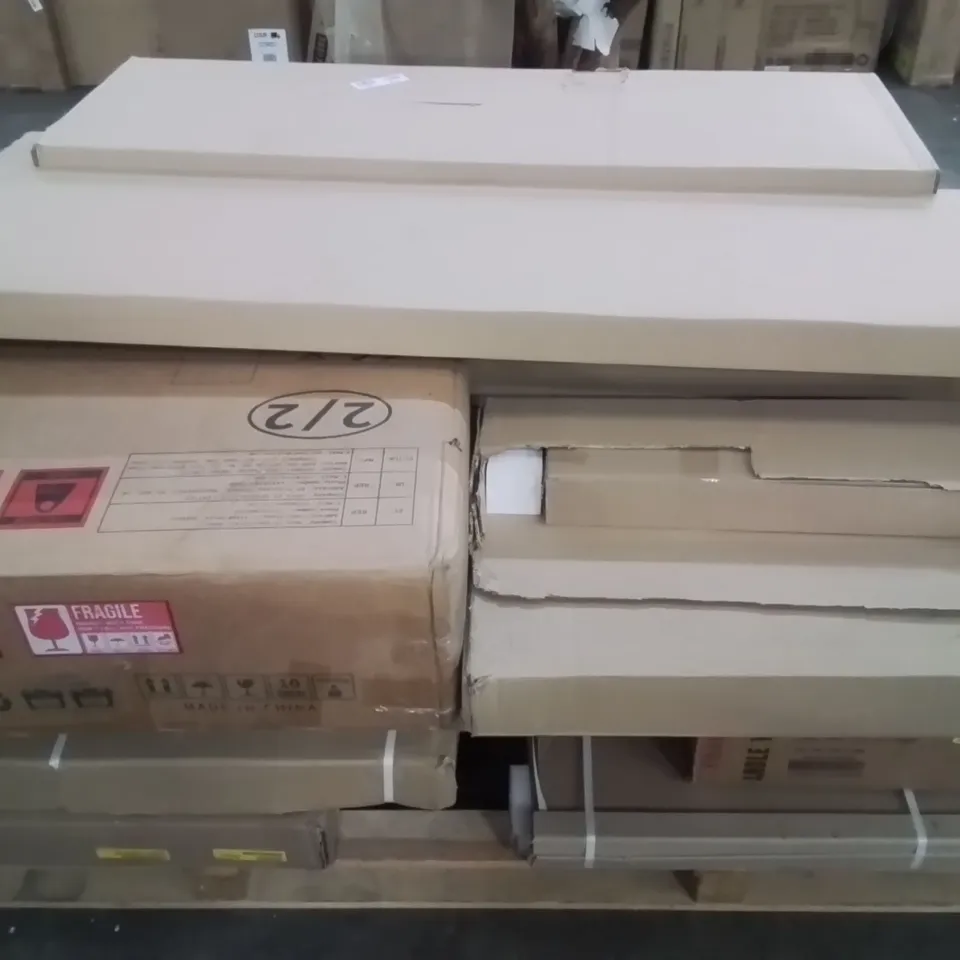 PALLET CONTAINING VARIOUS ASSORTED INCOMPLETE FURNITURE PARTS AND OTHER HOUSEHOLD ITEMS