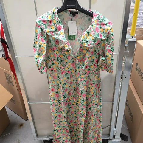 NOBODY'S CHILD FLORAL MAXI DRESS – UK 16 – MINT GREEN WITH PINK & YELLOW FLOWERS