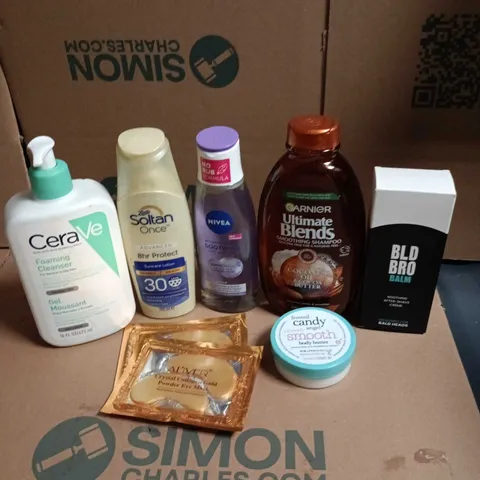 APPROXIMATEY 20 ASSORTED HEALTH AND BEAUTY PRODUCTS TO INCLUDE - CERAVE FOAMING CLEANSER - BLD BRO BALM AND GARNIER ULTIMATE BLENDS SHAMPOO