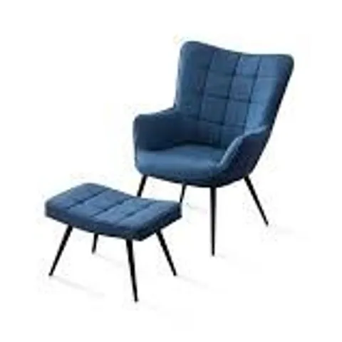 BOXED DESIGNER VERA BLUE FABRIC OCCASIONAL CHAIR