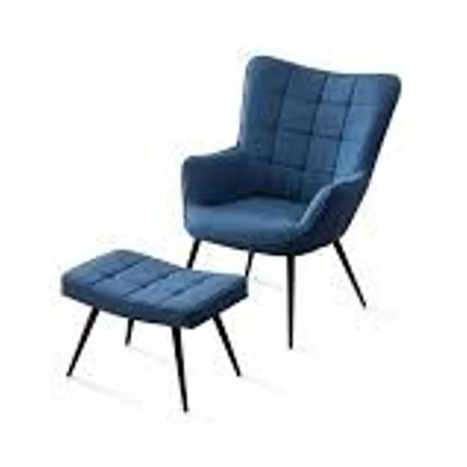 BOXED DESIGNER VERA BLUE FABRIC OCCASIONAL CHAIR