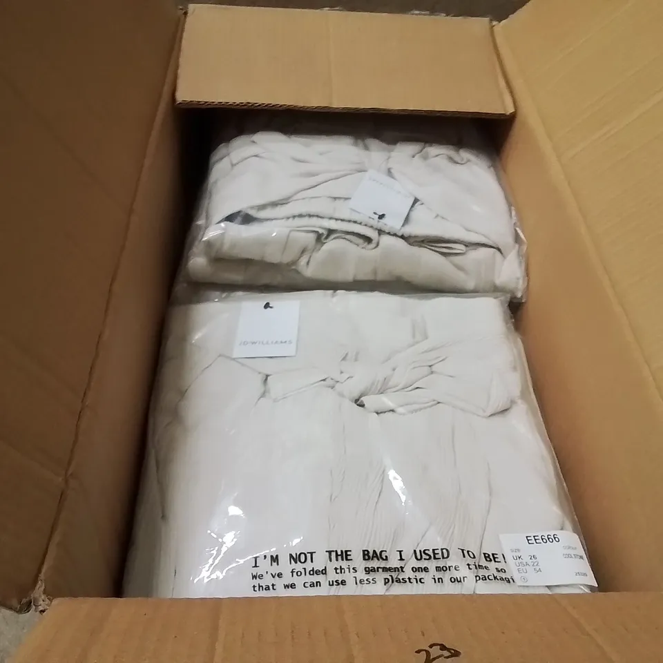BOXED BRAND NEW APPROXIMATELY 24 JD WILLIAMS WIDE WRAP TROUSERS COOL STONE SIZE 26