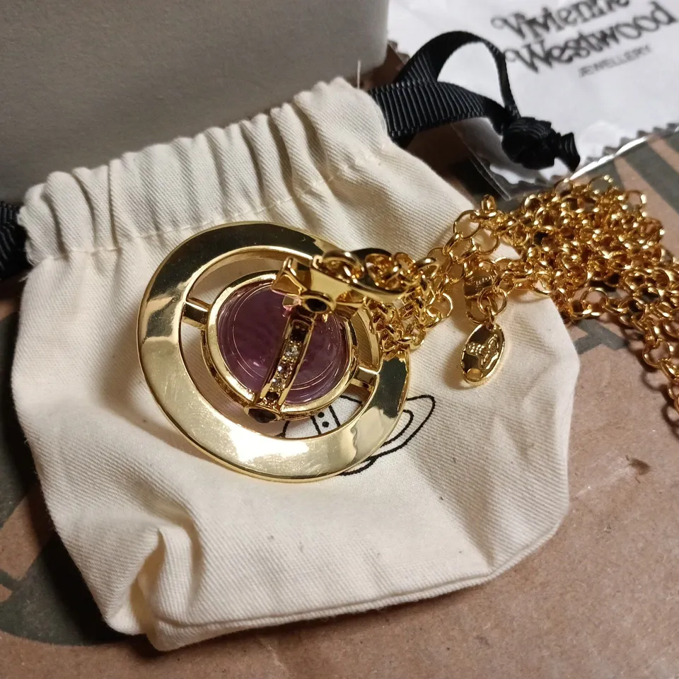 VIVIENNE WESTWOOD JEWELLERY PENDANT NECKLACE – GOLD-TONE WITH PURPLE ORB