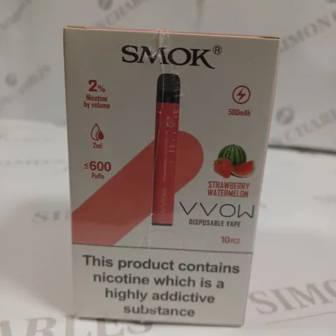 SEALED SMOK VVOW 10-PACK OF DISPOSABLE VAPES - STRAWBERRY WATERMELON