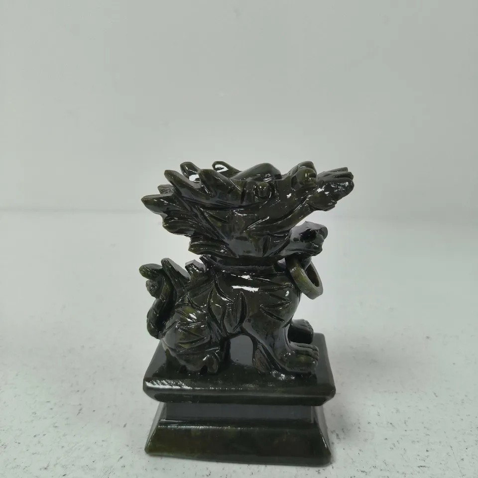 SMALL BLACK DRAGON FIGURINE ON SQUARE PEDESTAL – DECORATIVE ORNAMENT