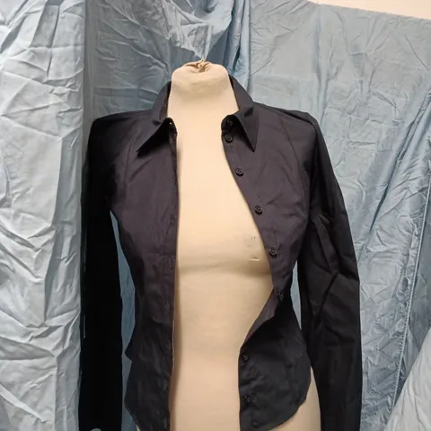 BERSHKA NAVY BUTTON-DOWN SHIRT JACKET – EU XS (US XS / MEX 24) – MADE IN MOROCCO