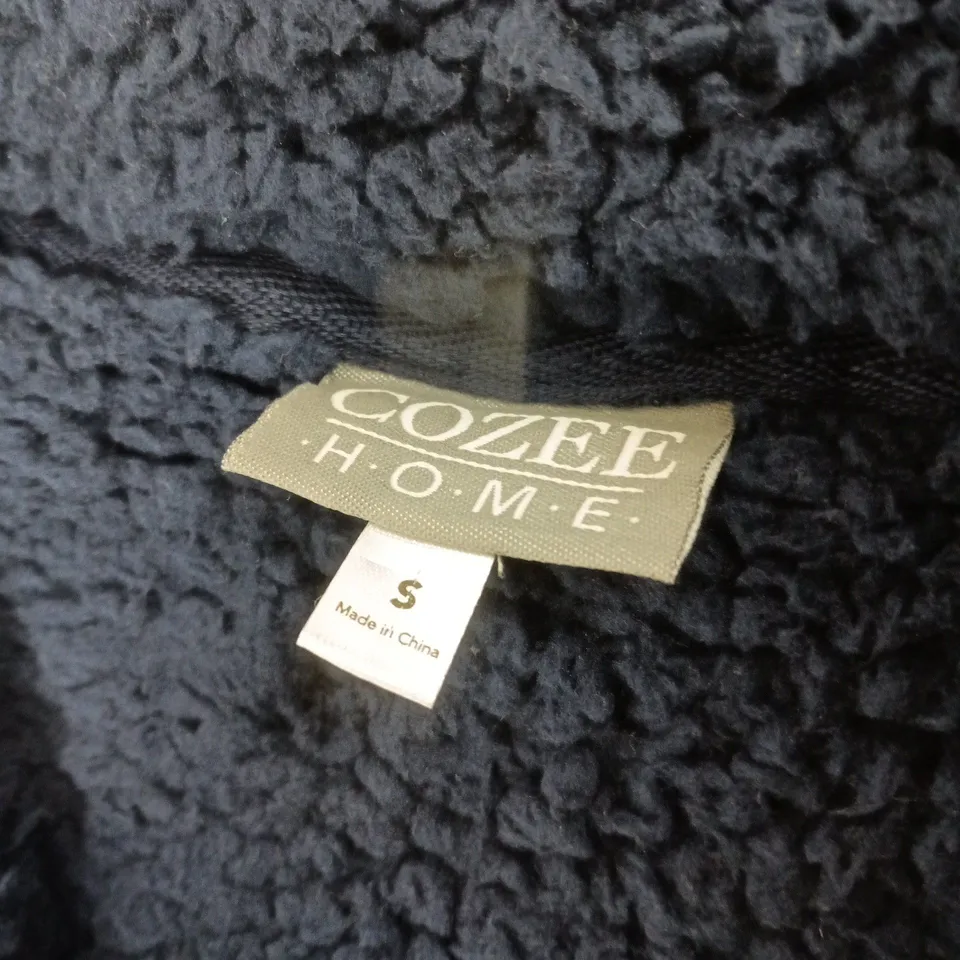 COZE HOME NAVY FLEECE ZIP JACKET, SIZE S