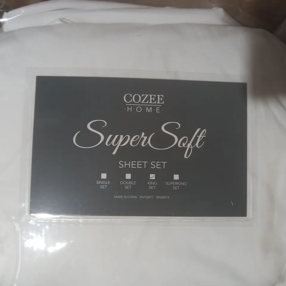 BOXED COZEE HOME SUPERSOFT KING SHEET SET IN WHITE 