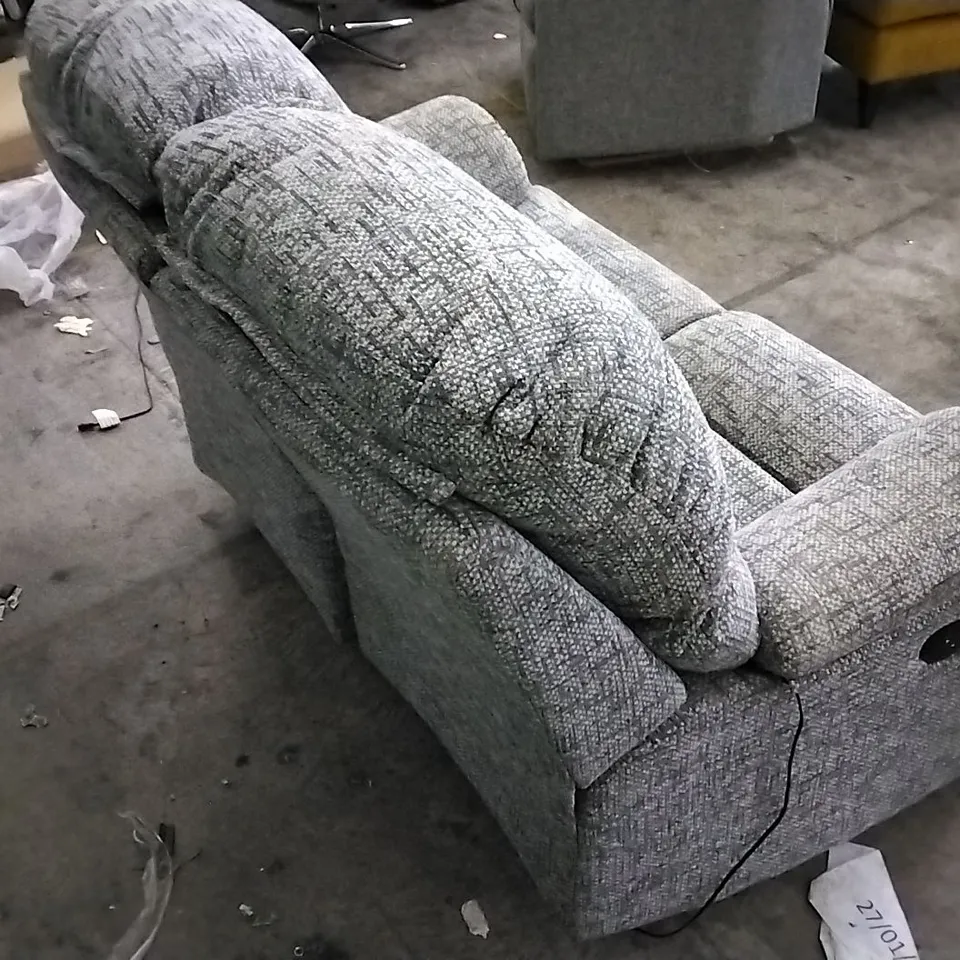 QUALITY BRITISH DESIGNED & MANUFACTURED G PLAN GREY PATTERNED FABRIC ELECTRIC RECLINING 2 SEATER SOFA