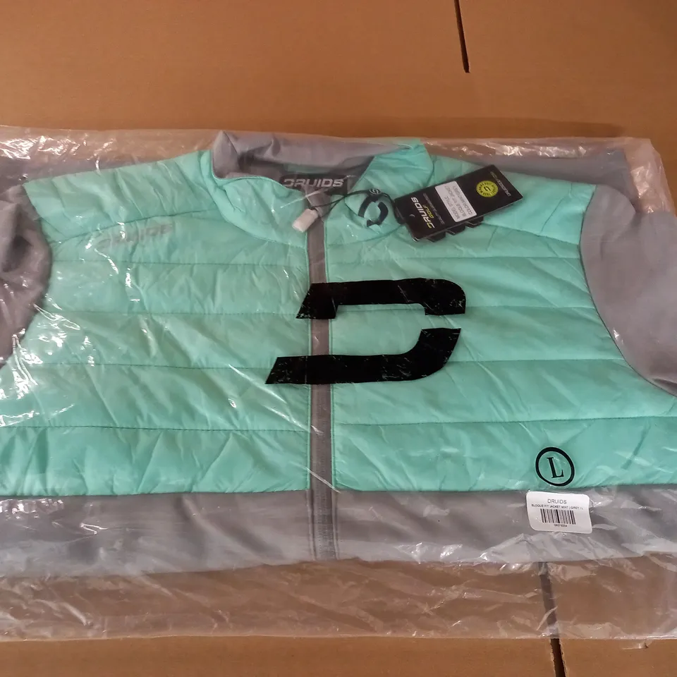 BAGGED DRUIDS GOLF BLOQUE FIT JACKET IN MINT/GREY - L