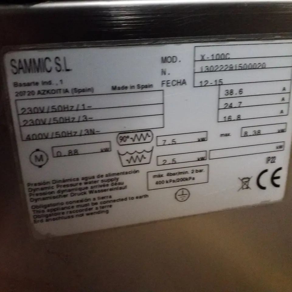 SAMMIC X100G PASS THROUGH DISHWASHER