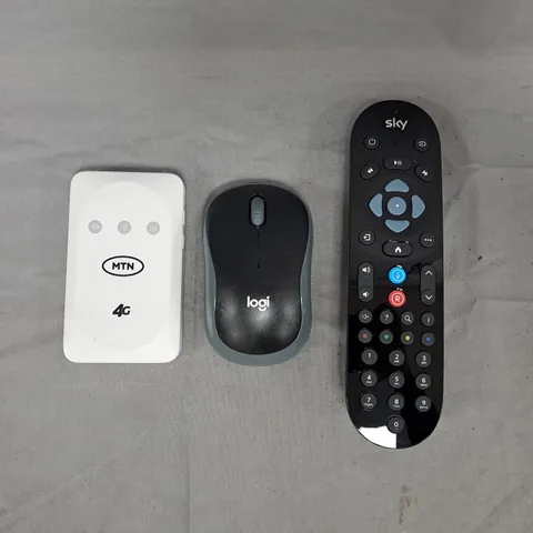 APPROXIMATELY 10 ASSORTED ELECTRICAL HOUSEHOLD ITEMS TO INCLUDE SKY REMOTE, WIRELESS MOUSE, ETC