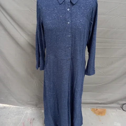 WHITE STUFF RUA SPARKLE JERSEY SHIRT DRESS IN DARK NAVY SIZE 14