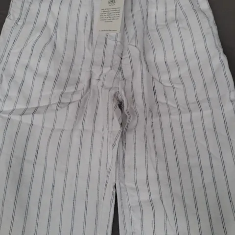ABERCROMBIE & FITCH LINEN COLLECTION PANTS IN WHITE W. BLUE STRIPES SIZE 24 REG