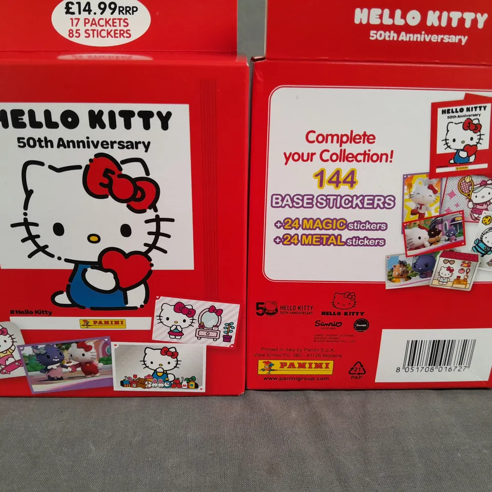 LOT OF 30 PACKS OF PANINI HELLO KITTY 50TH ANNIVERSARY STICKERS - 17 PACKS PER BOX