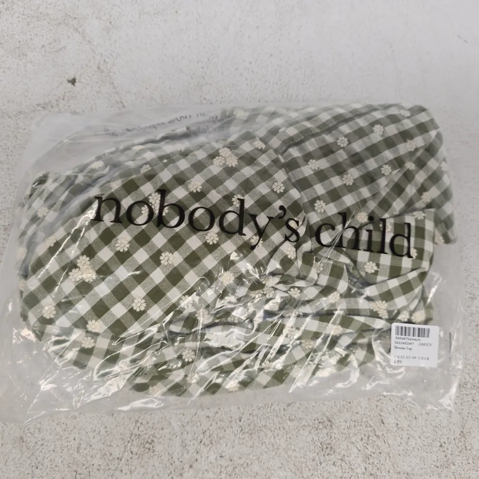 BAGGED NOBODY'S CHILD BROOKE TOP IN GREEN SIZE UK 12