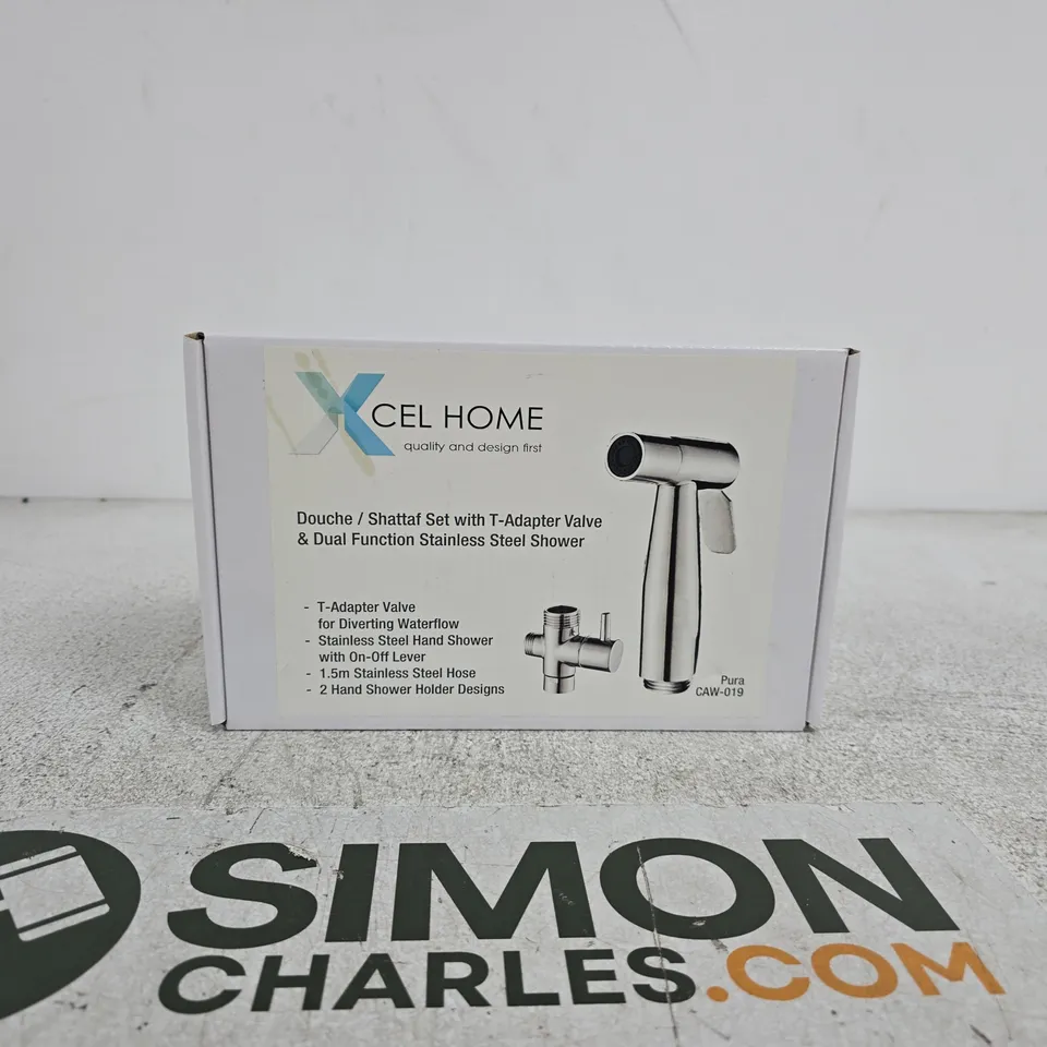 XCEL HOME DOUCHE/SHATTAF SET WITH T-ADAPTER VALVE & DUAL FUNCTION STAINLESS STEEL SHOWER (BOXED)