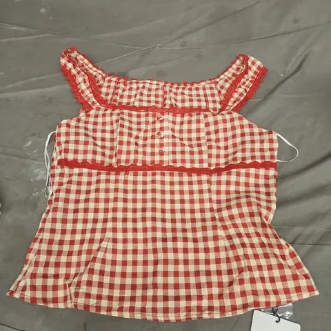 CIDER GINGHAM CHECK TOP RED SIZE S