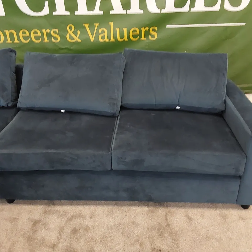 THE ASHWELL 5 SEATER LEFT CHAISE STORAGE SOFA UPHOLSTERED IN ROYAL BLUE FABRIC 