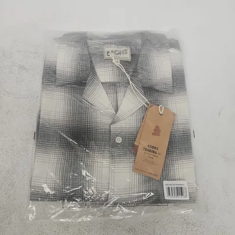 BAGGED &SONS TRADING ANSEL CHECK SHIRT IN MONOCHROME - LARGE