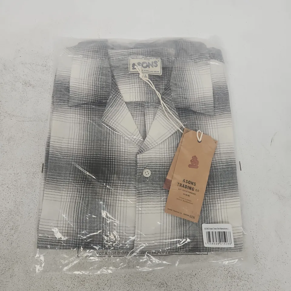 BAGGED &SONS TRADING ANSEL CHECK SHIRT IN MONOCHROME - LARGE