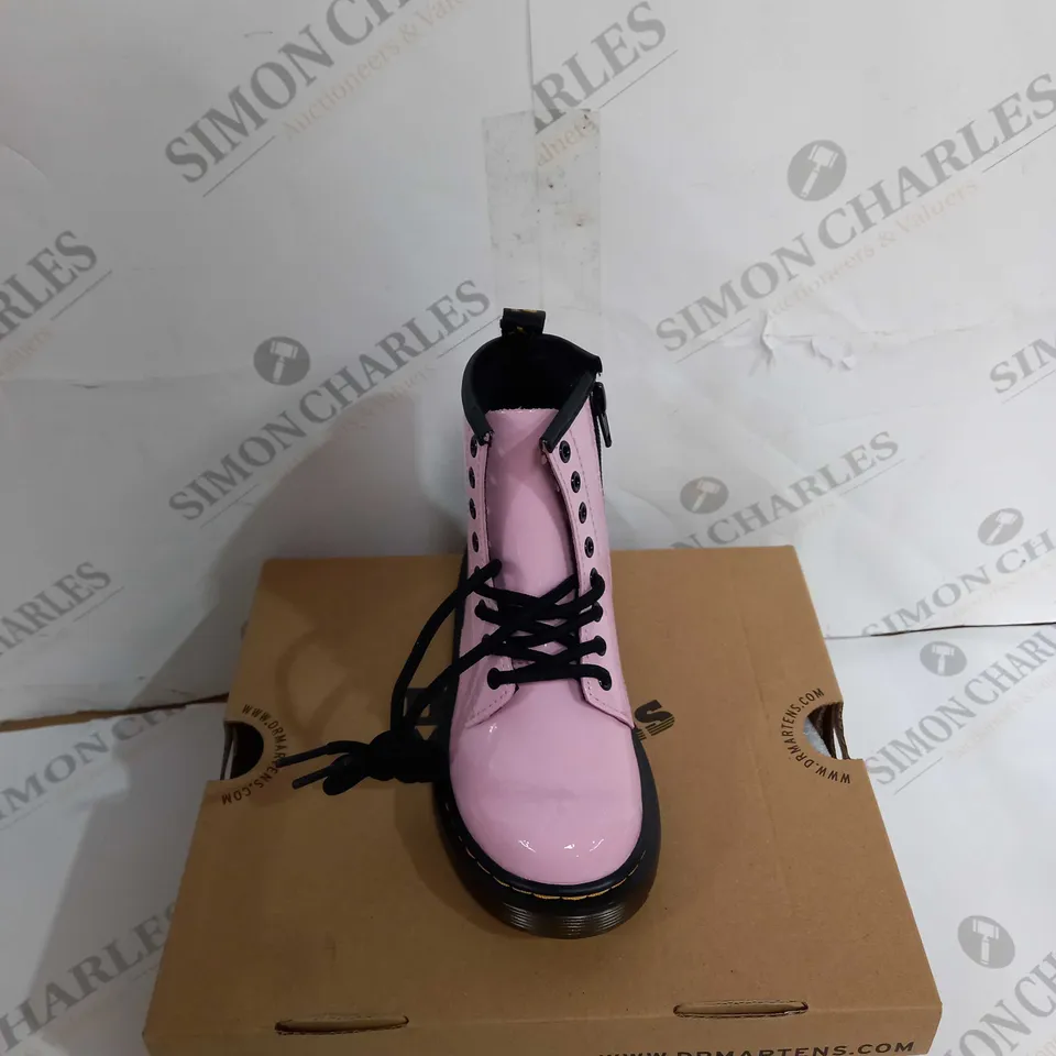 BOXED PAIR OF DR.MARTINS PALE PINK PATENT LAMPER UK 11