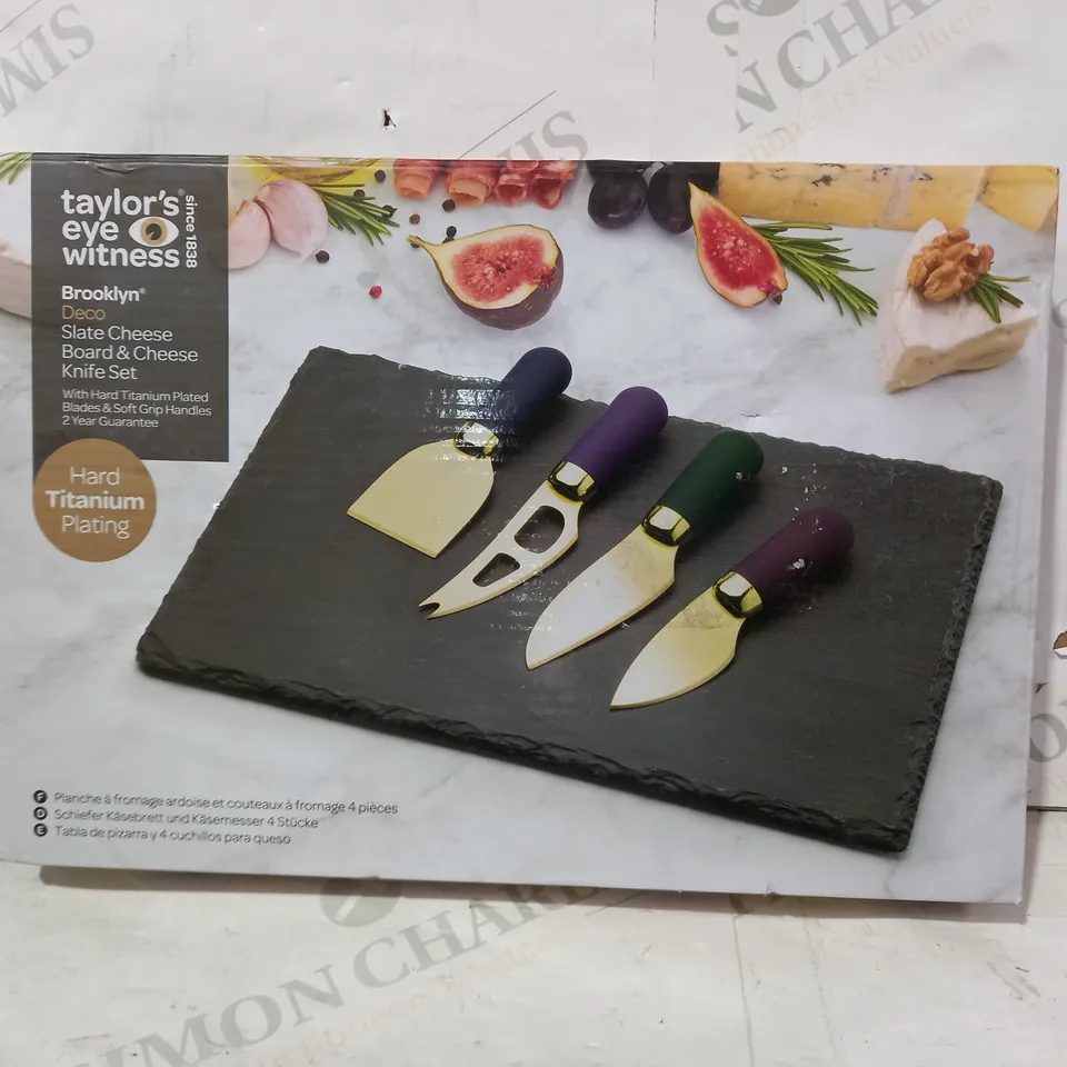 BROOKLYN DECO SLATE CHEESE BOARD & KNIFE SET