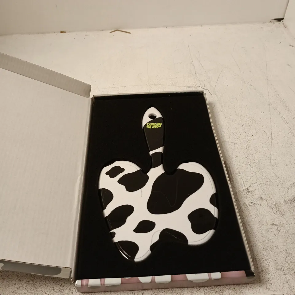 HANDHELD MIRROR WITH COW PRINT DESIGN (MADE BY MITCHELL)