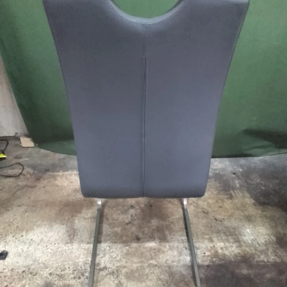 DARK GREY LEATHER DINING CHAIR