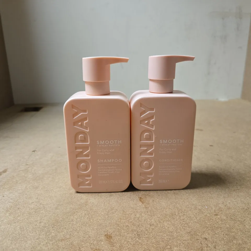 SET OF 2 MONDAY SMOOTH + WHEAT PROTEIN FOR CURLY AND FRIZZY HAIR: SHAMPOO AND CONDITIONER (350ML)