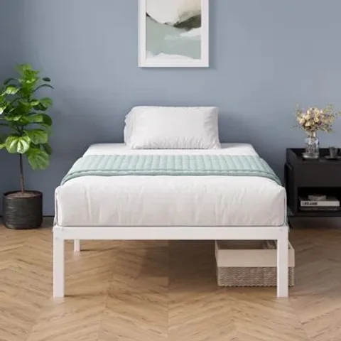 BOXED NIEMAH MODERN METAL PLATFORM BED WITH HEAVY DUTY STEEL SLAT SUPPORT // SIZE: 3FT SINGLE (1 BOX)