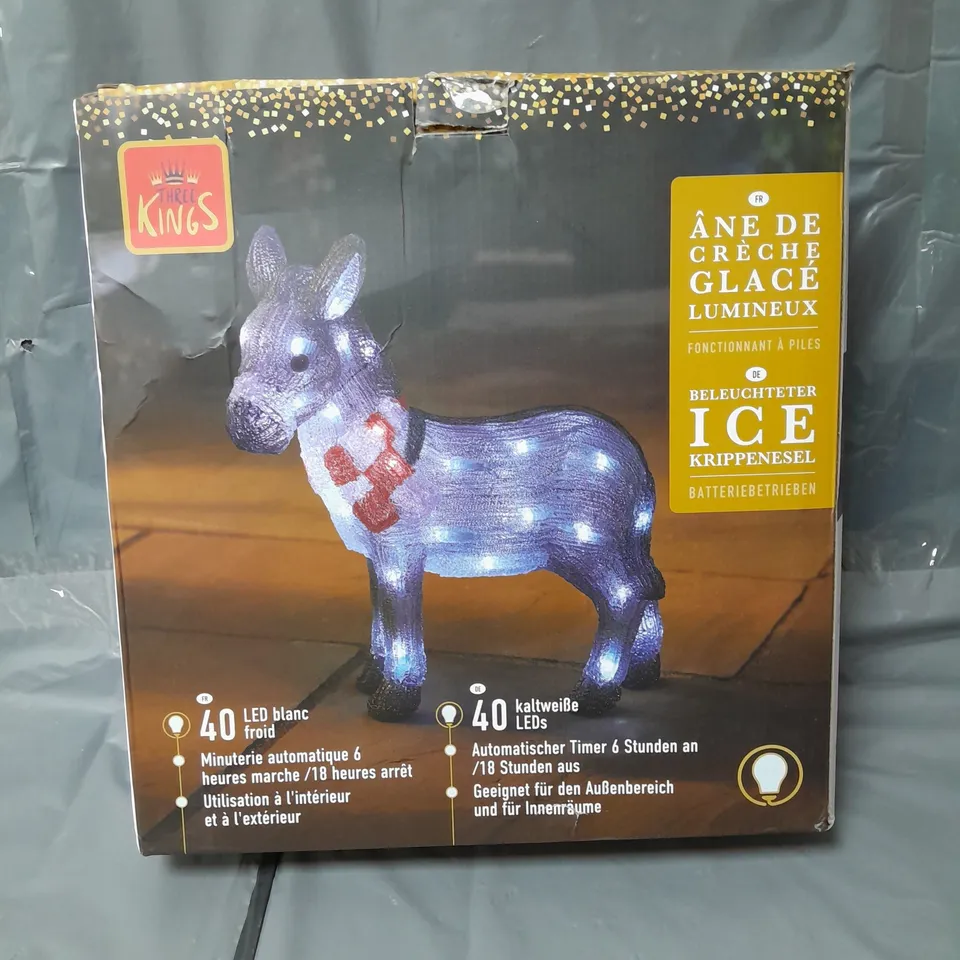 BOXED THREE KINGS INLIT ICE NATIVITY DONKEY RRP £25.99