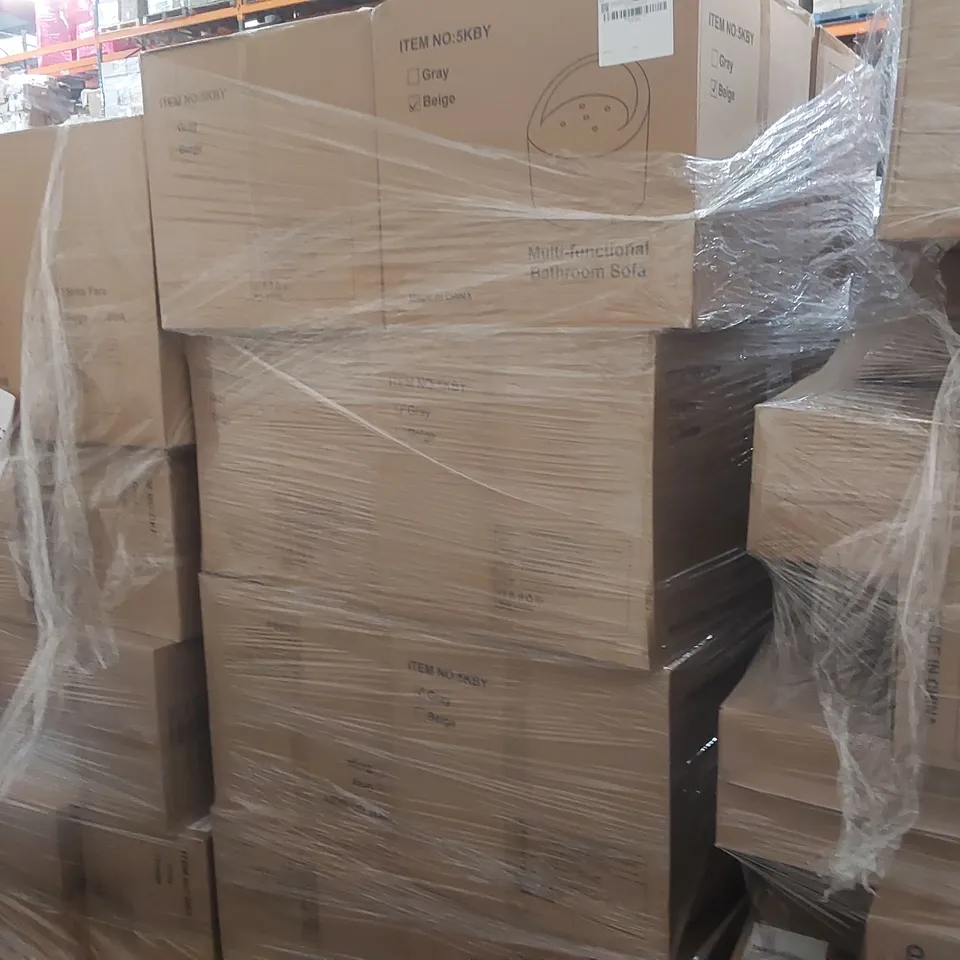 PALLET CONTAINING A LARGE QUANTITY OF MULTIFUNCTIONAL BATHROOM SOFAS