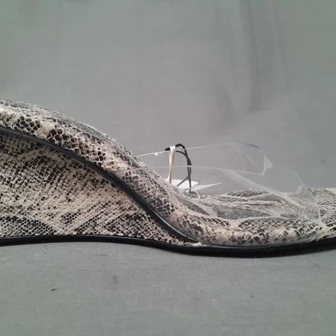 PAIR OF ZARA CLEAR STRAP OPEN TOE WEDGE SANDALS IN SNAKE PRINT EU SIZE 36