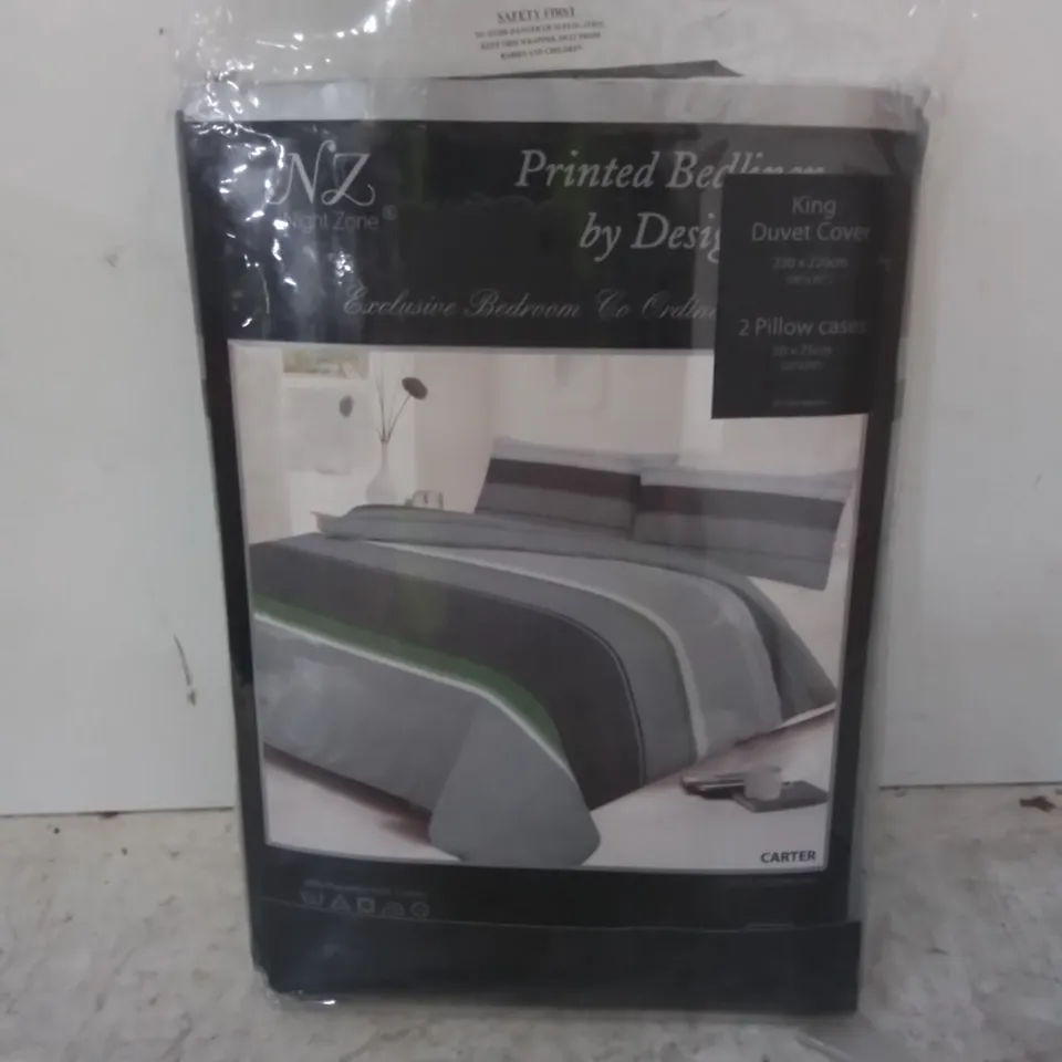 BAGGED BLUM PERCALE 180 TC REVERSIBLE DUVET COVER SET, GREY // SIZE: KING