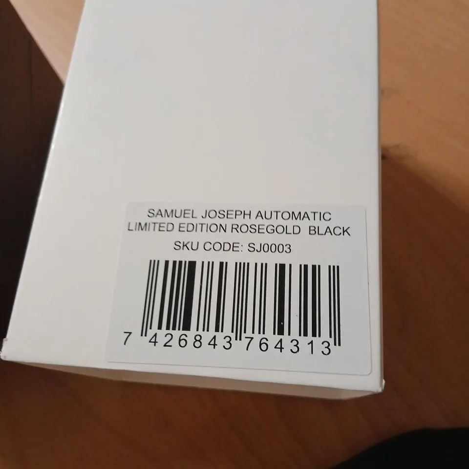 SAMUEL JOSEPH AUTOMATIC LIMITED EDITION ROSE GOLD WATCH – BLACK DIAL