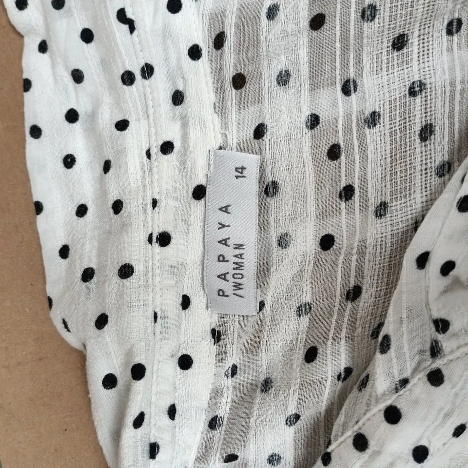 PAPAYA WOMAN WHITE POLKA DOT SHIRT, SIZE UK 14