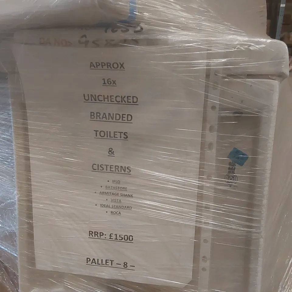 PALLET CONTAINING APPROXIMATELY 16x BRANDED TOILETS & CISTERNS