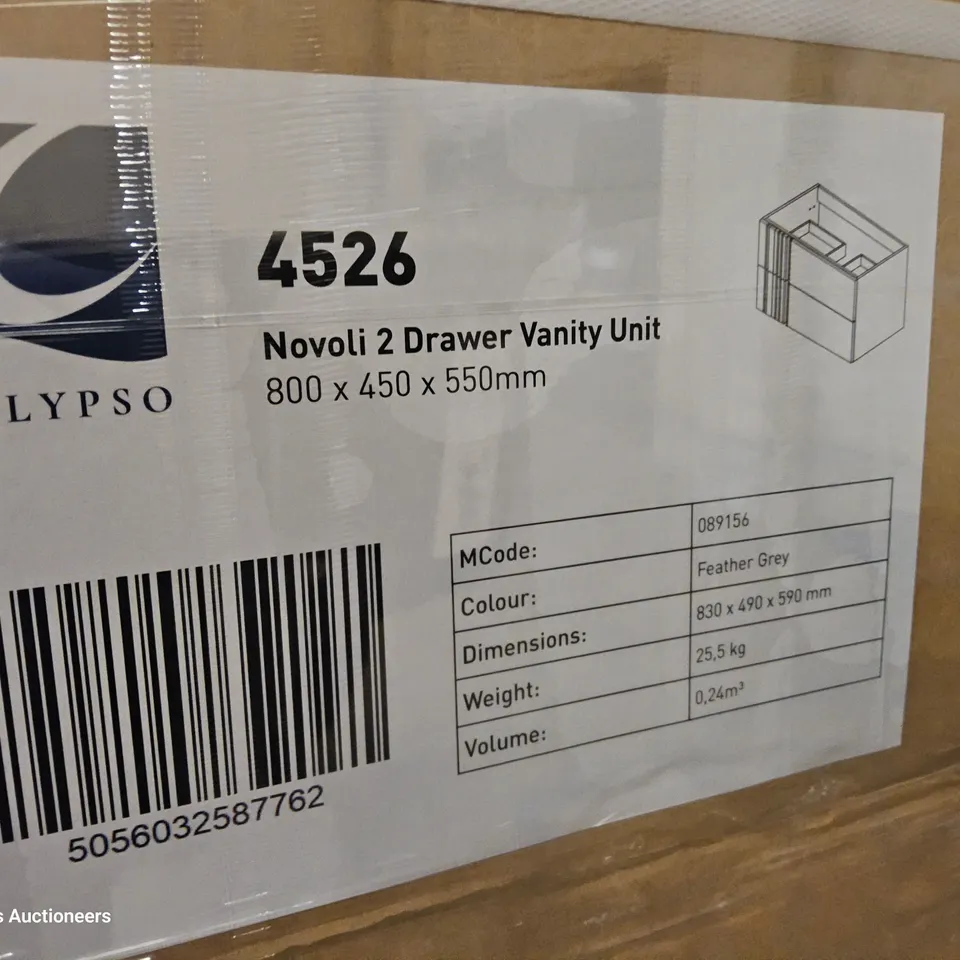 PALLET TO CONTAIN APPROXIMATELY 9 BOXED NOVELI 2 DRAWER VANITY UNITS 800 × 450 × 550mm FEATHER GREY 