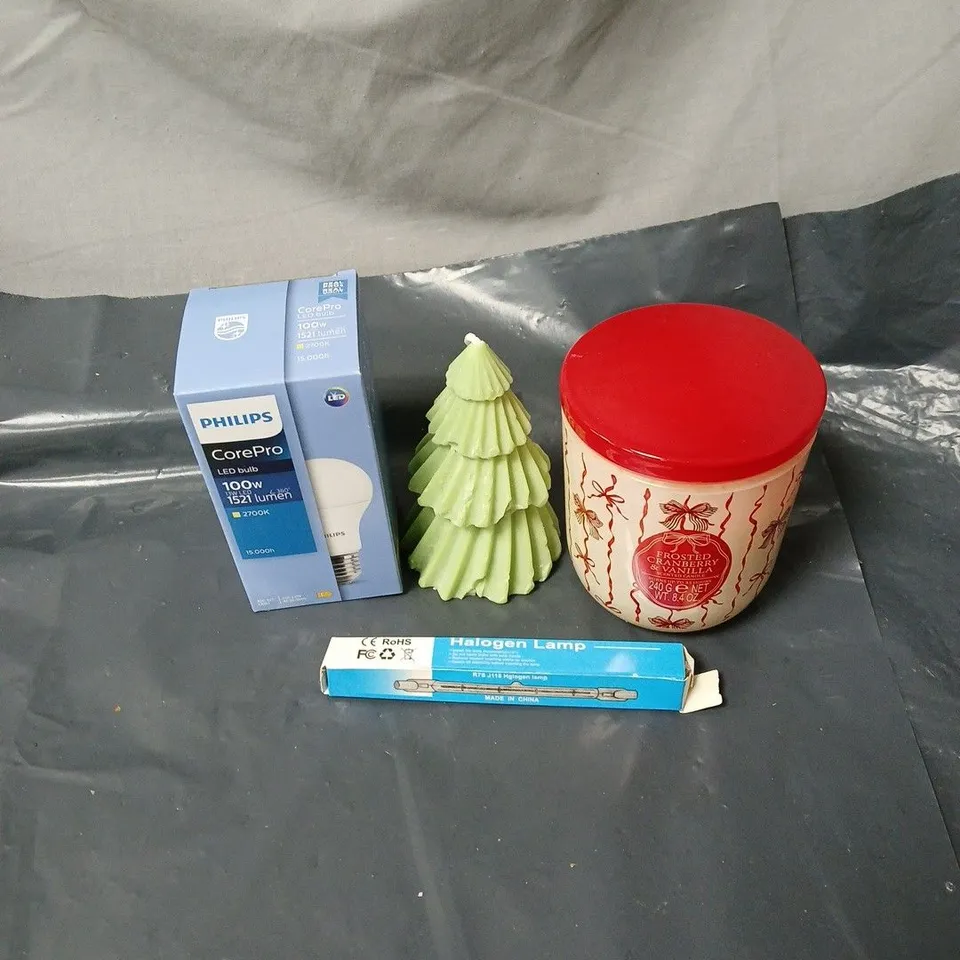 APPROXIMATELY 15 ASSORTED HOUSEHOLD ITEMS TO INCLUDE BULBS, CANDLES ETC