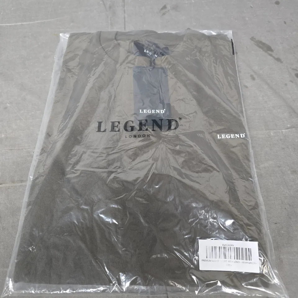 LEGEND LONDON PREMIUM BASICS T-SHIRT WITH LOGO - ARMY GREEN - SIZE L