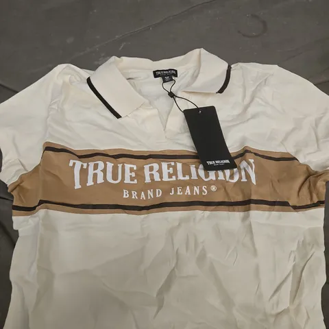 TRUE RELIGION TR PANEL SS POLO SHIRT – WINTER WHITE/TRAVERTINE – CHILDREN M