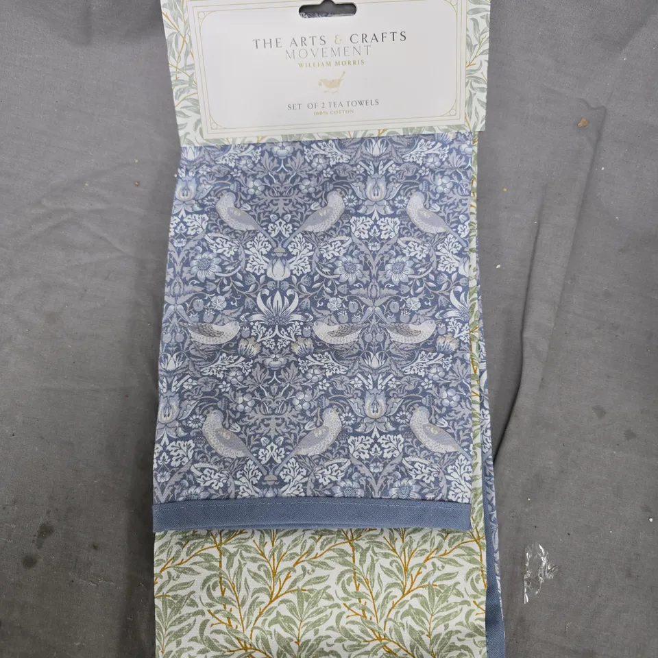 WILLIAM MORRIS ARTS & CRAFTS MOVEMENT TEA TOWEL SET OF 2