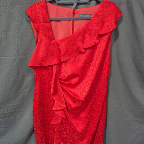 MICHAELA LOUISE RED LEOPARD-PRINT DRESS – WOMEN'S ONE-SHOULDER WITH RUFFLE - SIZE 18