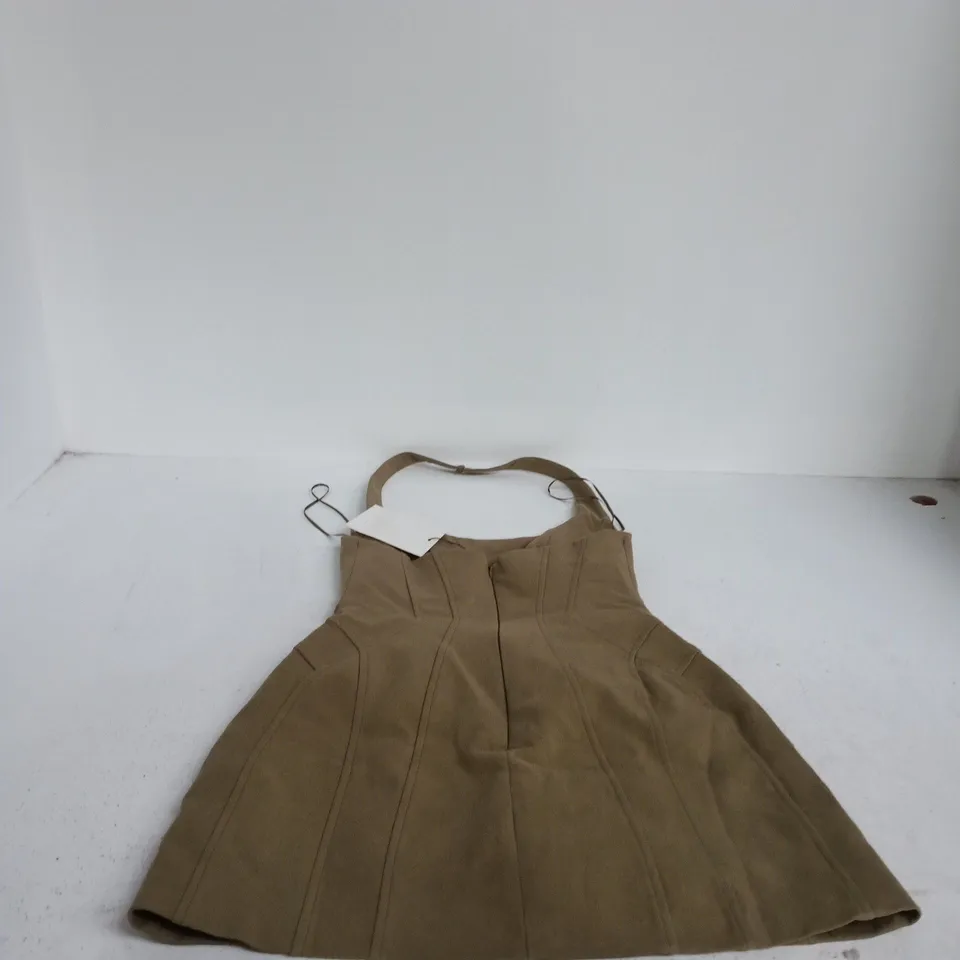 ZARA WOMEN'S TAN PANELLED DRESS - UK XS