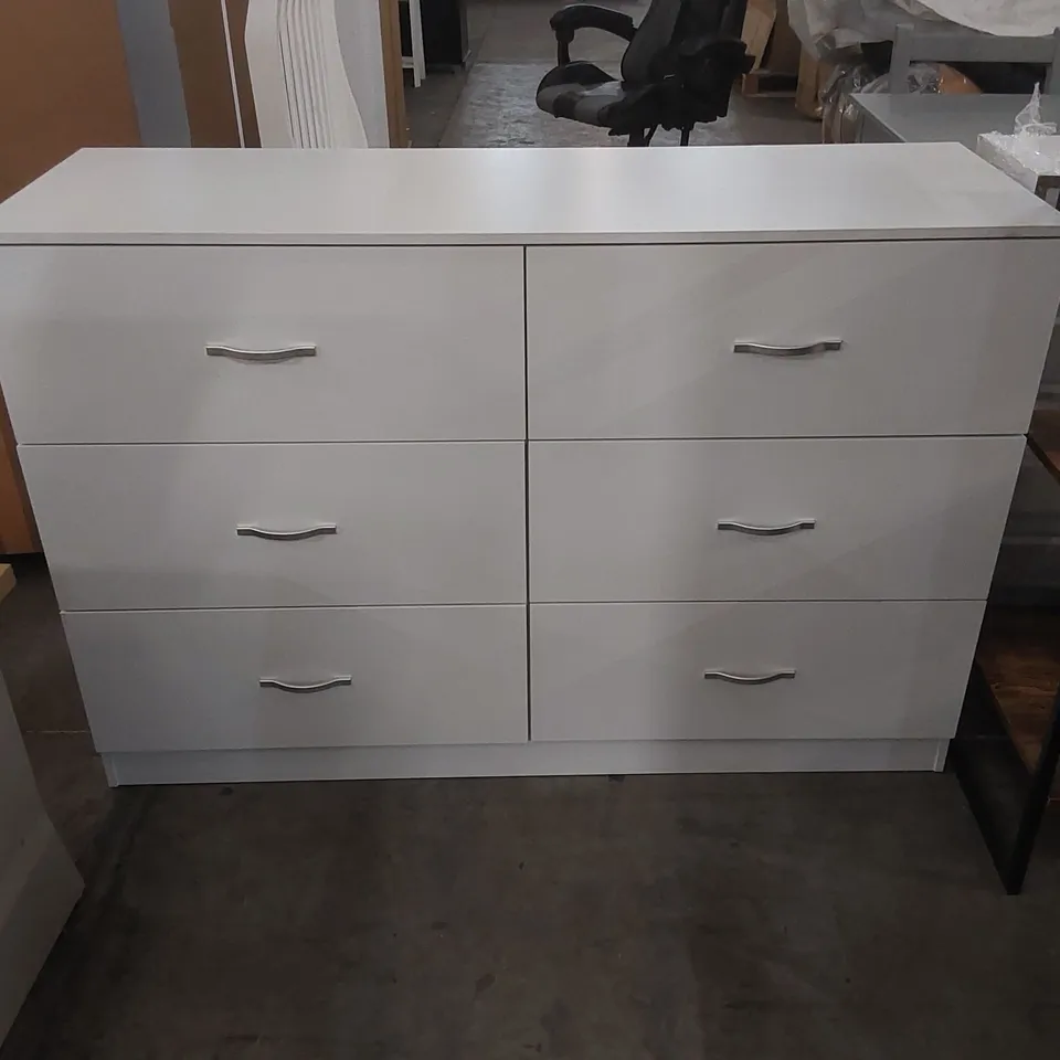 WOODEN 6 DRAWER CHEST - WHITE